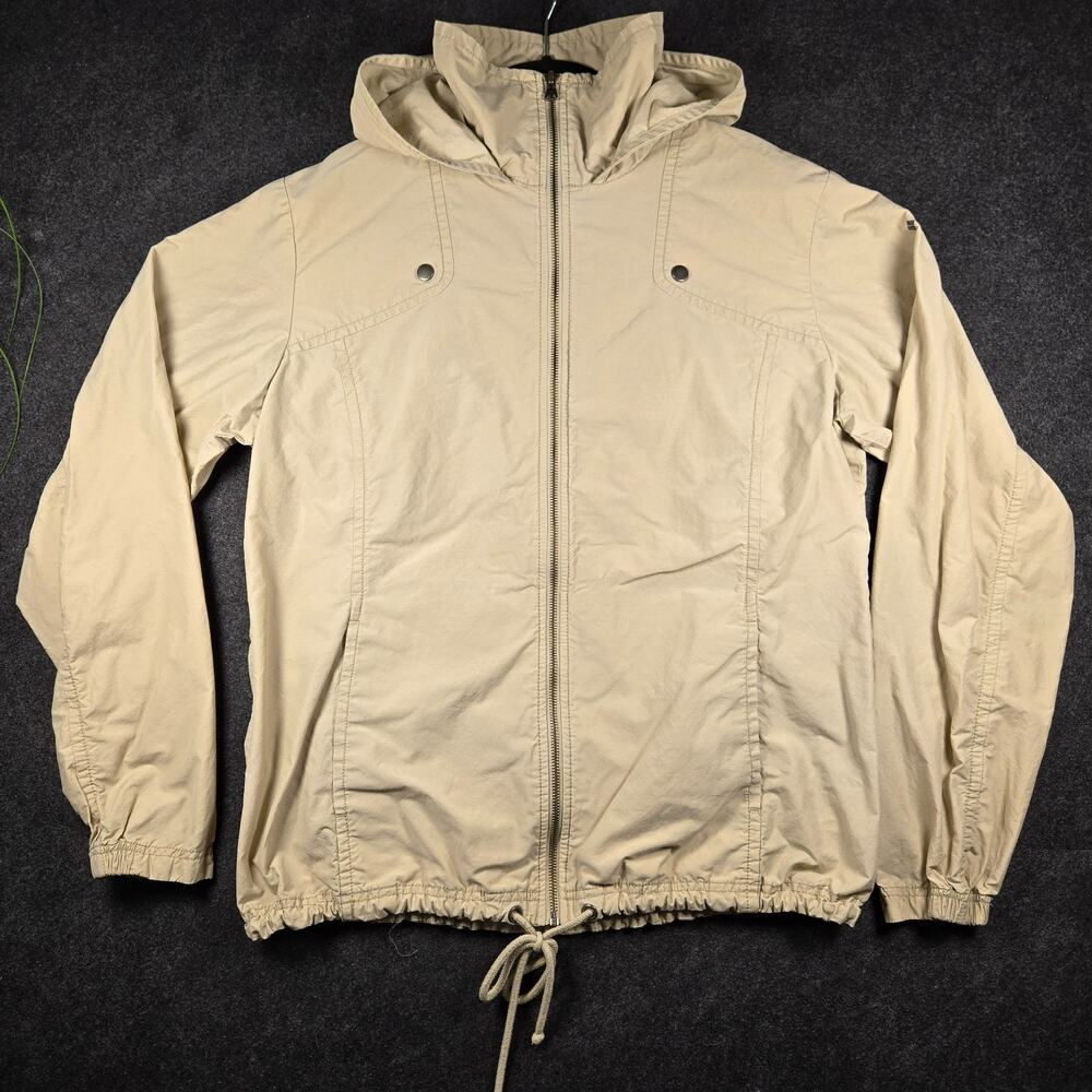 Vintage Columbia Femme Khaki Cotton Anorak Jacket Gingham Lining Size XL